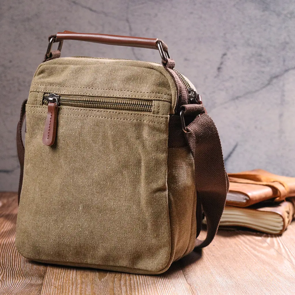 Мужская тканевая сумка из плотного текстиля Vintage 21х24х9 см sum0021422 - фото 8