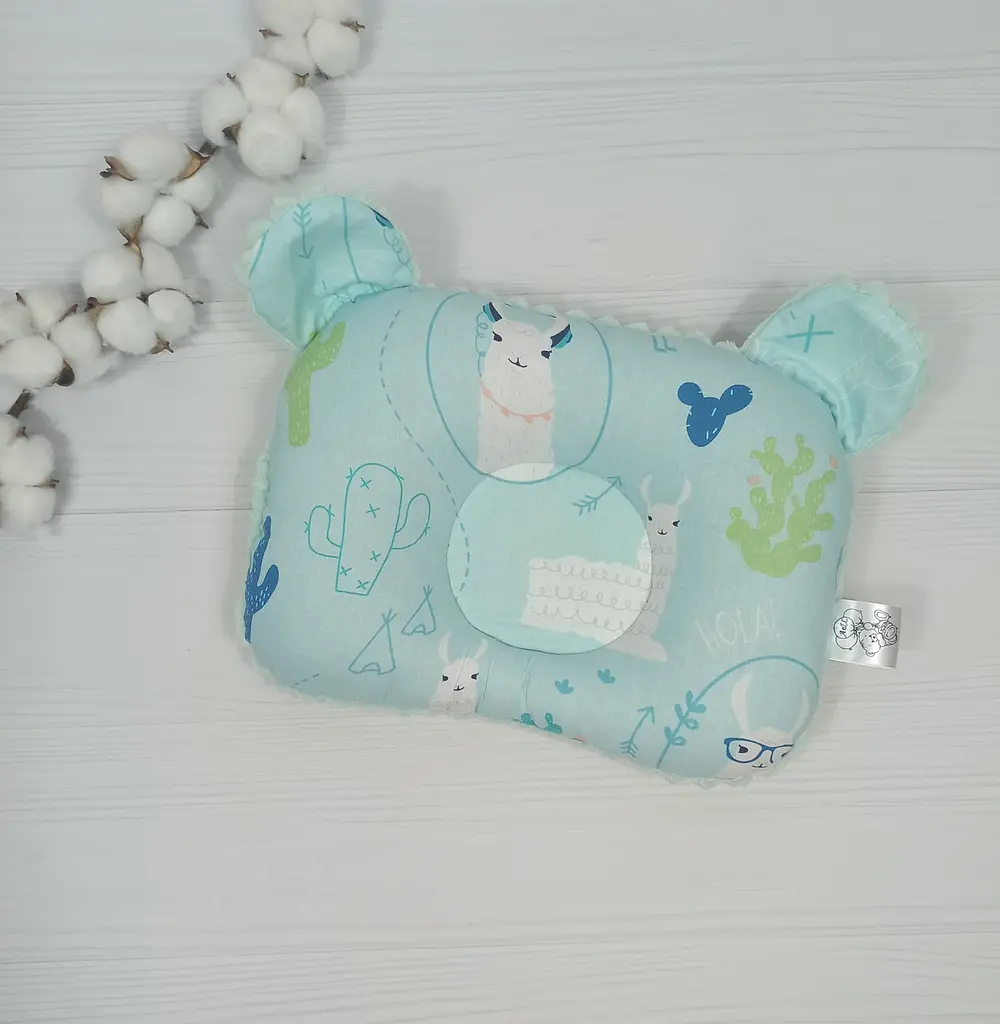 Дитяча ортопедична подушка 24×32 для новонароджених a.l.babybox Лама М'ятний