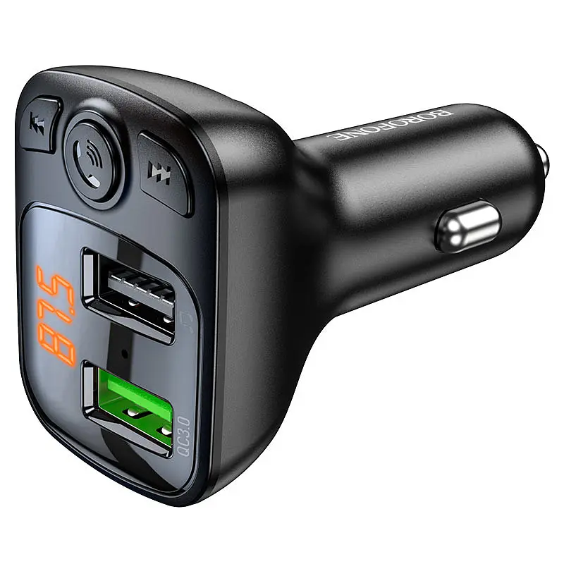 АЗП FM модулятор Borofone BC41 Eminency QC3.0 2USB-A Чорний - фото 4