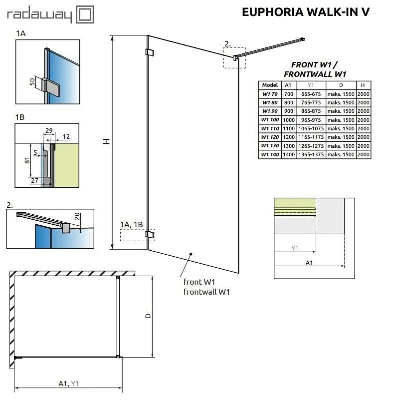 Душова перегородка Radaway Euphoria Walk-in V 130 см 383115-01-01 - фото 3
