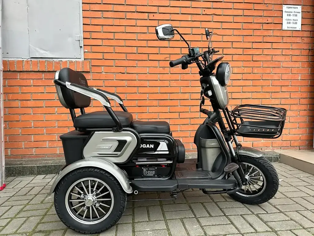 Электроскутер Трехколесный Corso Logan (1200W 72V/23Ah) Серый - фото 5