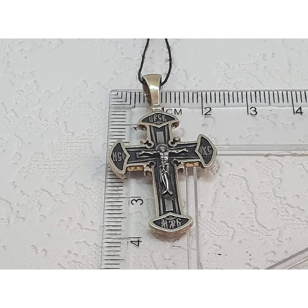 Срібний хрест Харківська ювелірна фабрика Розп'яття Христа з позолотою. 3433-ЗЧ - фото 4