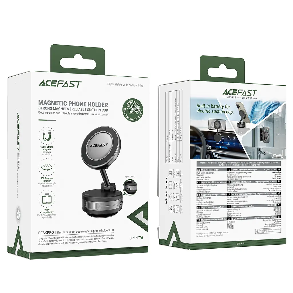 Автотримач для телефона ACEFAST E30 Electric Suction cup magnetic Phone holder, Metal Gray (6974316284864) - фото 2
