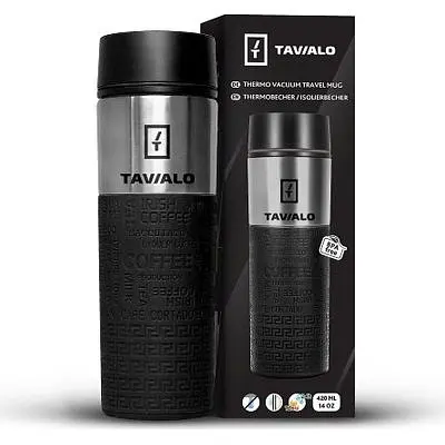 Термокружка Tavialo + 2 ущільнювальних кільця 420 мл Чорний (190420101) - фото 4