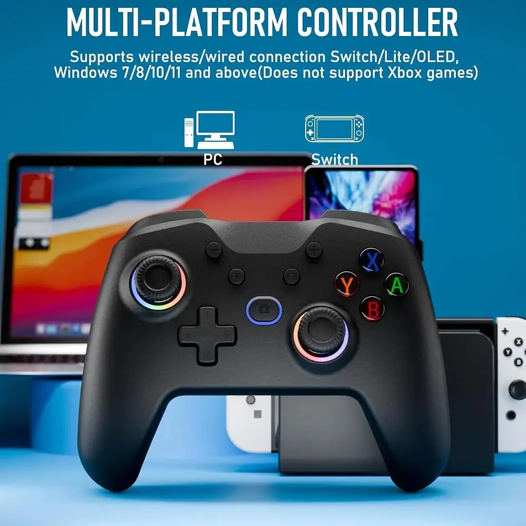 Контролер Bluetooth Switch Pro для Switch/Lite/OLED з джойстиком Hall Effect, Cool RGB Ligh контролер перемикача оновлення Diswoe - фото 2