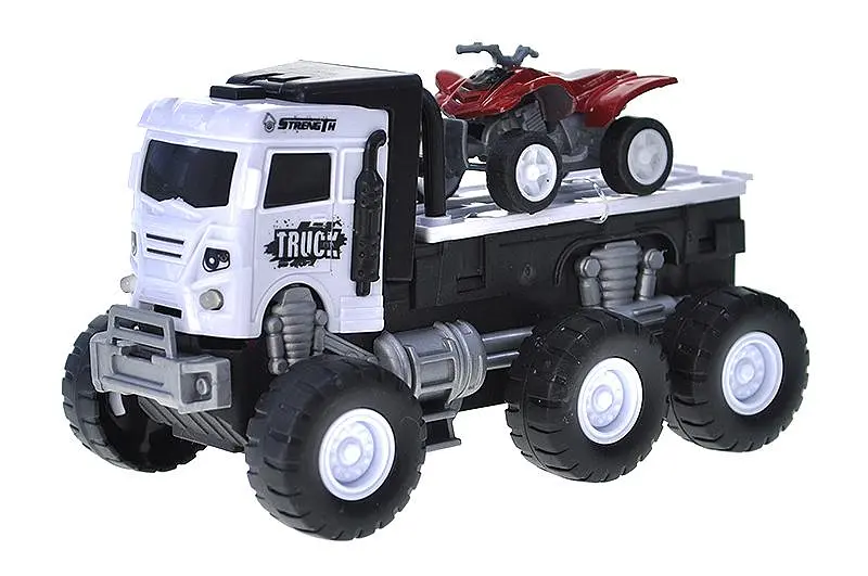 Іграшковий автовоз із квадроциклом інерційний світлозвукові ефекти Container Truck 998-1D в коробці р.14х8х11см - фото 2
