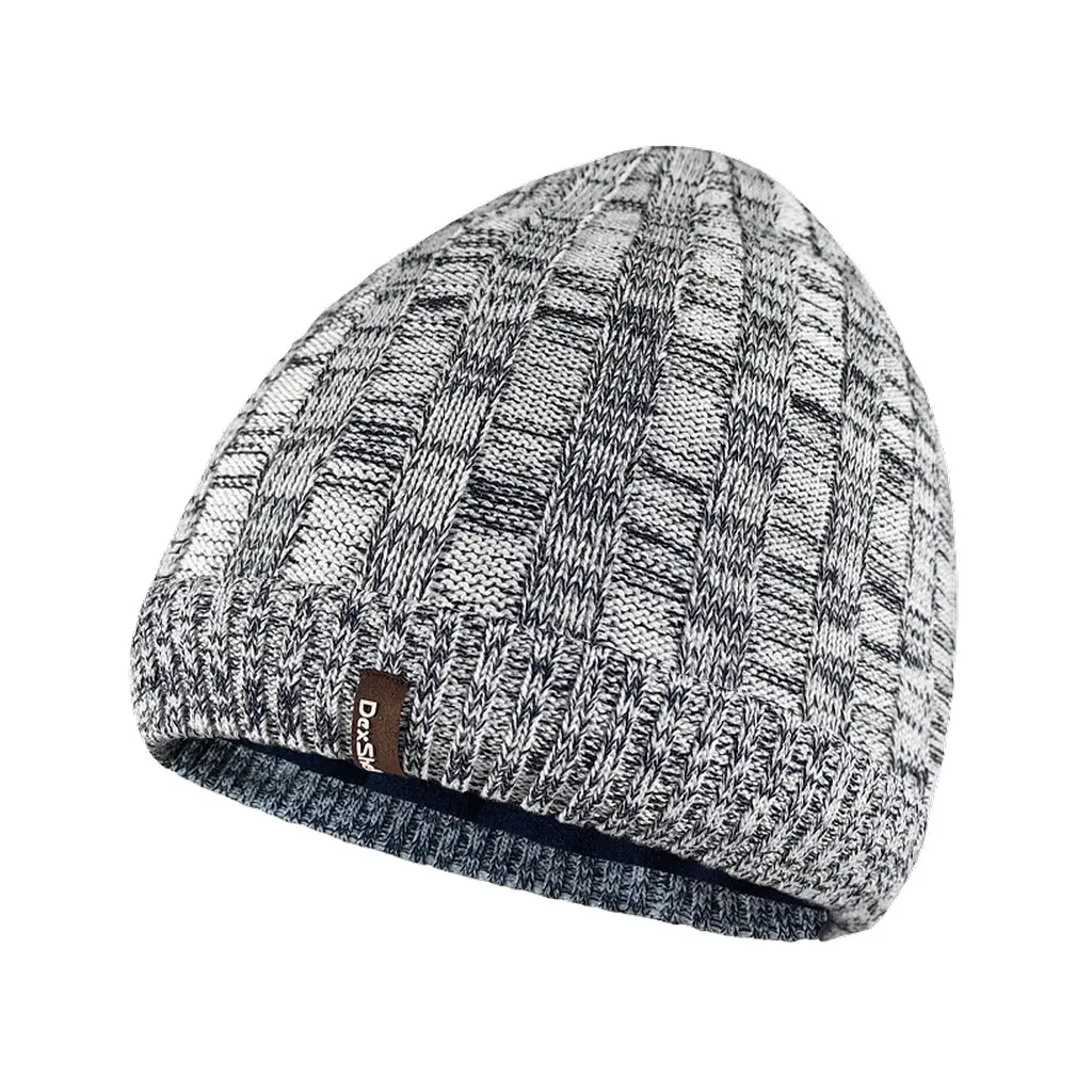 Водонепроникна шапка DexShell Heathered Rib Knit Beanie Onesize 56-58 см біло-сіра (DH32405MBL)