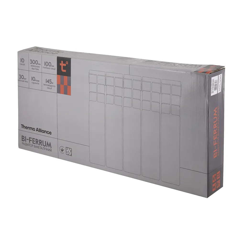 Радіатор біметалічний Thermo Alliance Bi-Ferrum 300/100 1,15 кг, Білий - фото 9