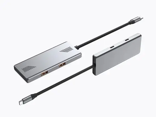 Хаб USB UHB-CM-U310-A2C2-01, Grey, Type-C 3.2 - 2xType-C 3.2 / 2xUSB 3.2, кабель 18 см Gembird teh0027600 - фото 3