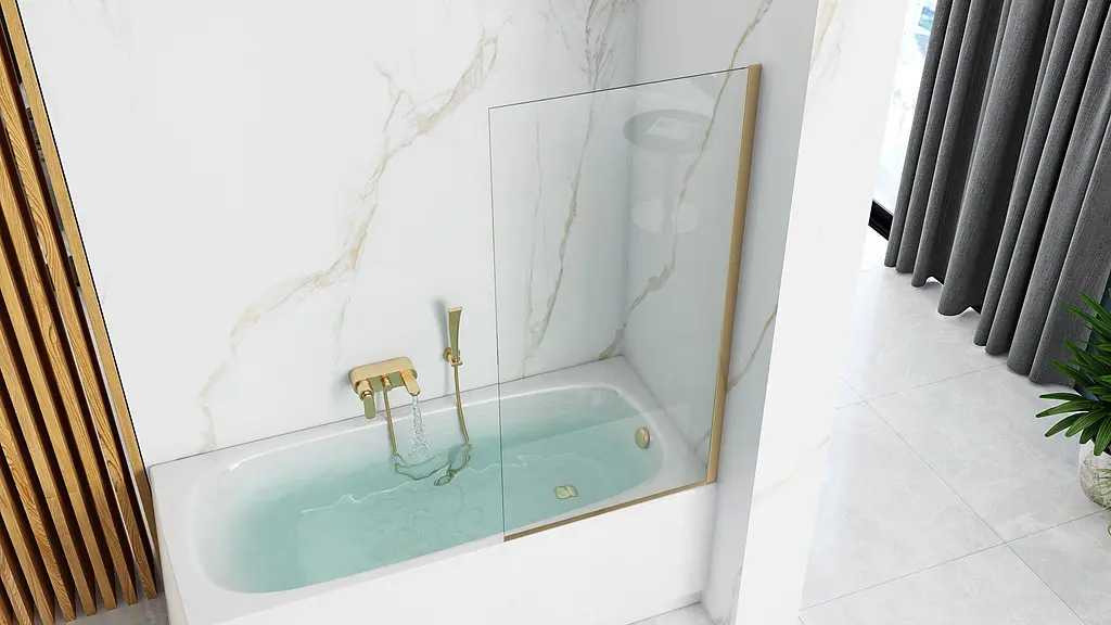 Шторка для ванны Rea Elegant gold 70 см REA-W5600, Универсальная, прозрачный, золотой - фото 2