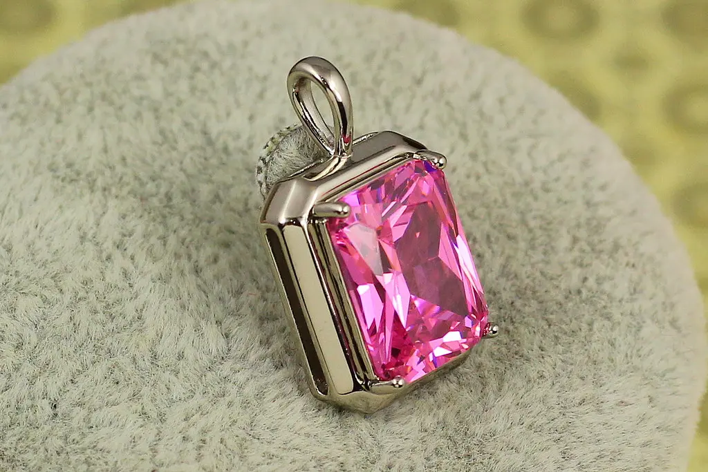 Кулон Xuping Jewelry рожевий прямокутник 2.3 см сріблястий - фото 2