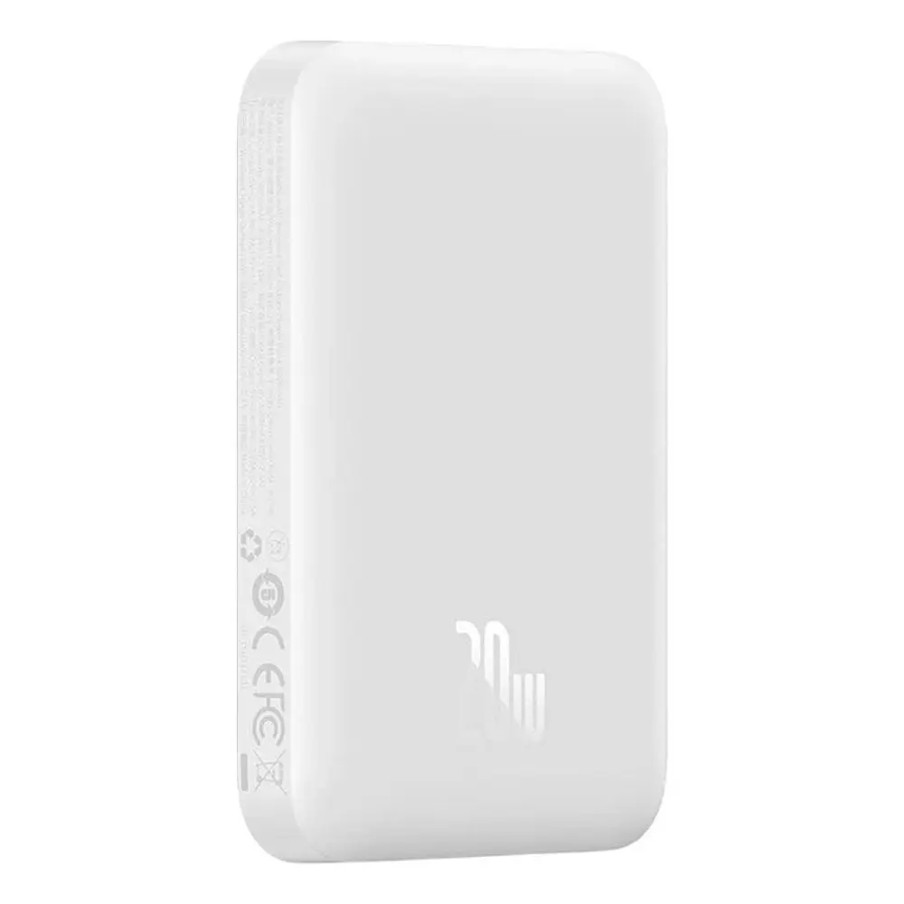 Зовнішній акумулятор Baseus Magnetic Mini Air Wireless Fast Charge Power Bank 6000mAh 20W Stellar White（With Simple Series Charging Cable Type-C to (P10059002223-00) - фото 3