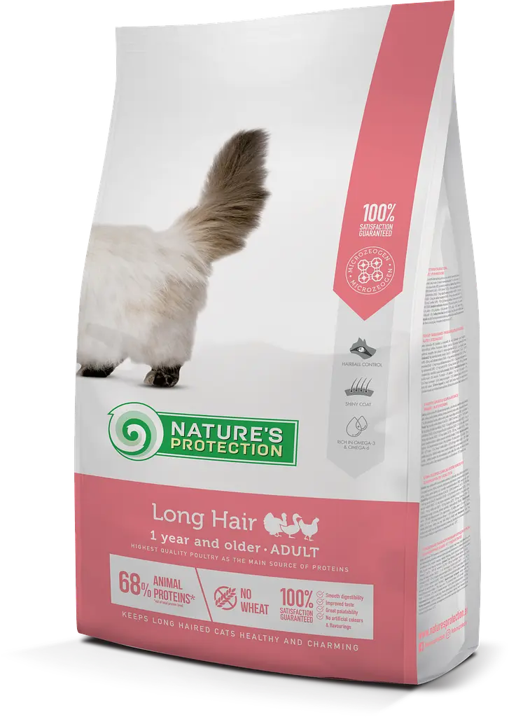 Сухий корм для дорослих котів з довгою шерстю Nature's Protection Long hair, 7 кг