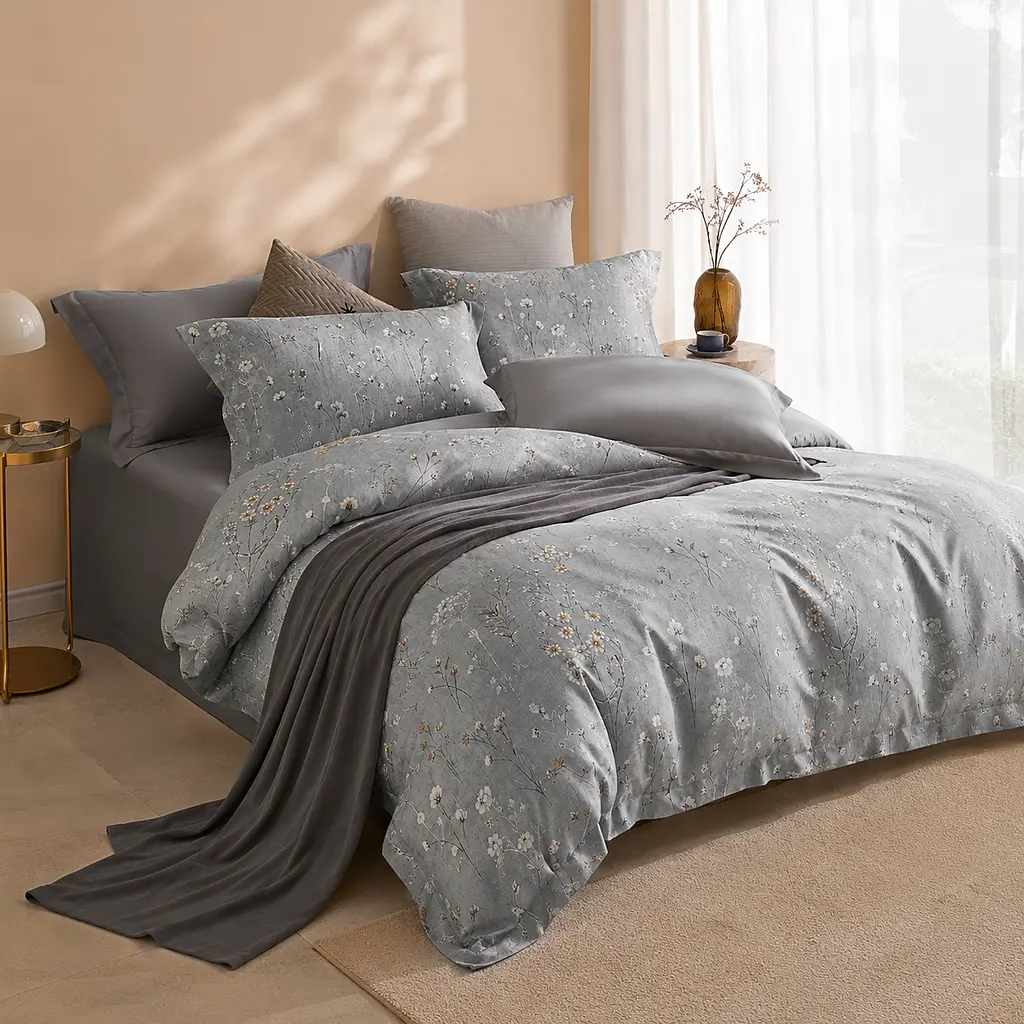 Комплект постільної білизни Love You Silver Сімейний 160×220×2 см тенсель 300TC сірий (ly63052) - фото 3