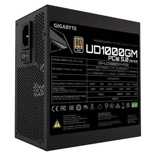Блок живлення 1000 Вт, UD1000GM PG5 V2, Black, модульний Gigabyte teh0028885 - фото 2