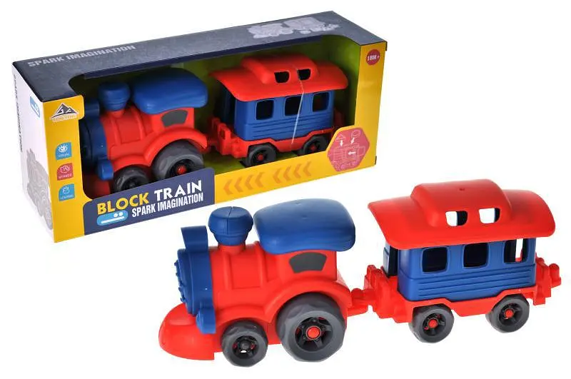 Іграшковий поїзд з вагоном Block Train Spark Imagination 933-811B у коробці р.35,5x10x14 см YG Toys