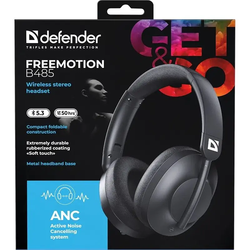 Гарнитура Defender FreeMotion B485 Bluetooth ANC черная (63485) - фото 2
