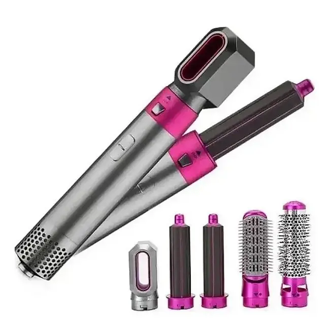 Стайлер фен щітка для волосся 5в1 Hair Brush в кейсі 1000Вт UKC 9234 Pink ТР