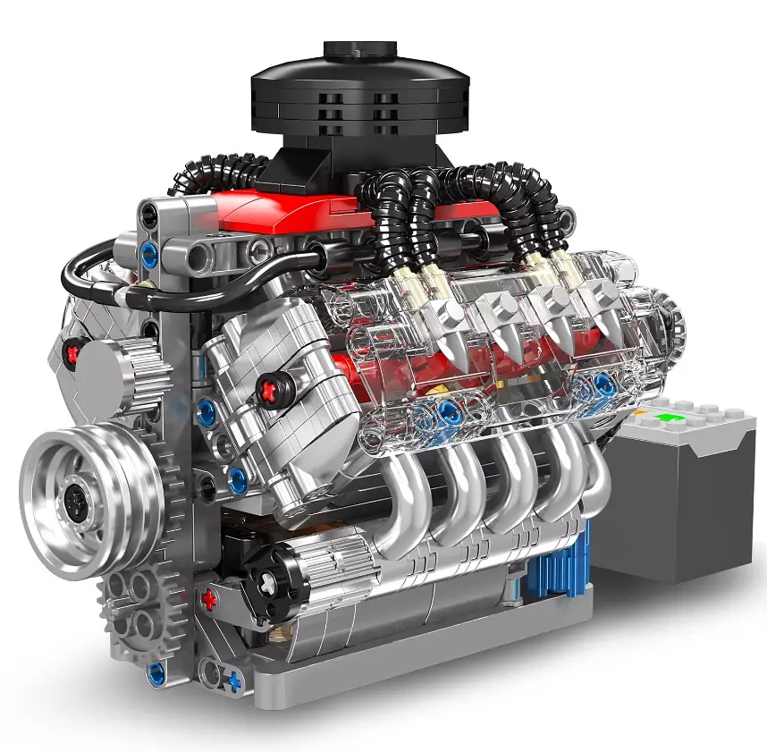 Конструктор двигун Mould King V8 Chevrolet Chevy LSX454 моторозований дитячий мотор шевроле 487 деталей - фото 3