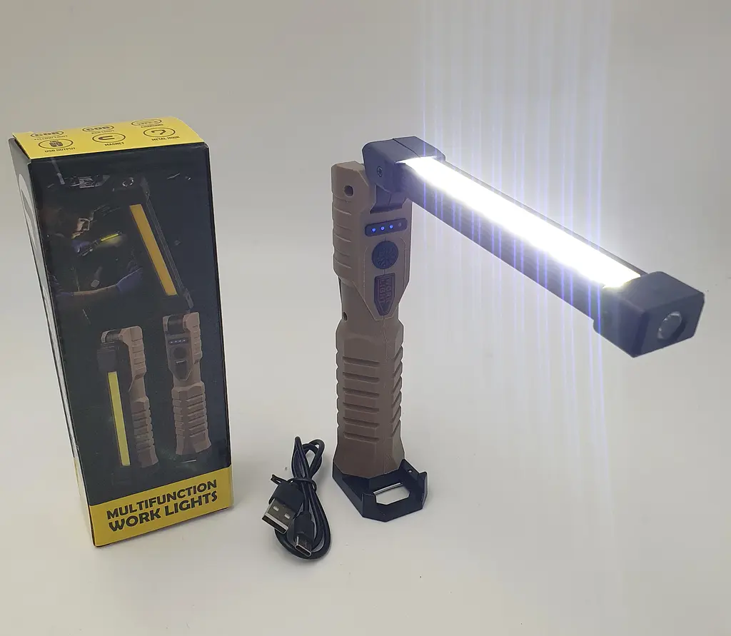 Ручний акумуляторний LED ліхтар світлодіодна 2хCOB+XPE кемпінгова лампа з магнітом і гачком ліхтарик UKC Work Light W08 - фото 2