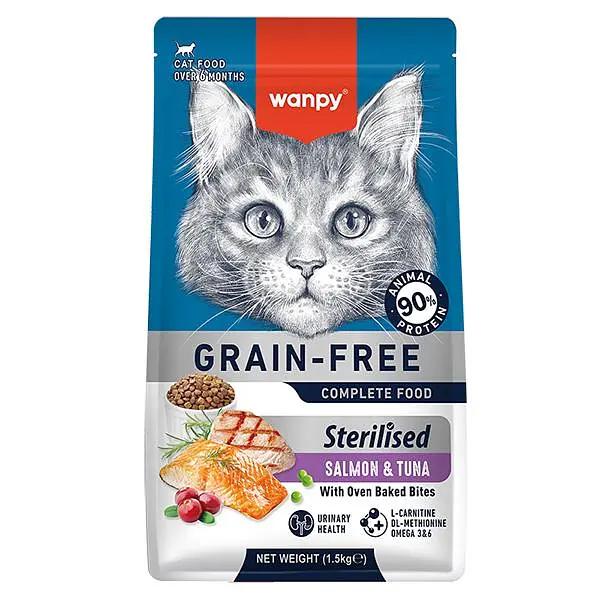 Сухий корм для стерилізованих котів Wanpy Sterilized Cat Grain Free Salmon & Tuna Ванпі беззерновий з лососем 1.5 кг