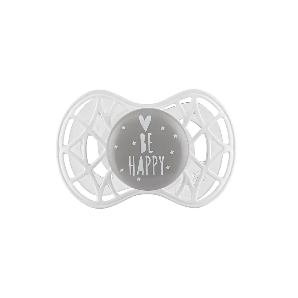 Пустушка Nuvita 7084 Air55 Cool ортодонтична 6m+ BE HAPPY сіра NV7084PG - фото 2