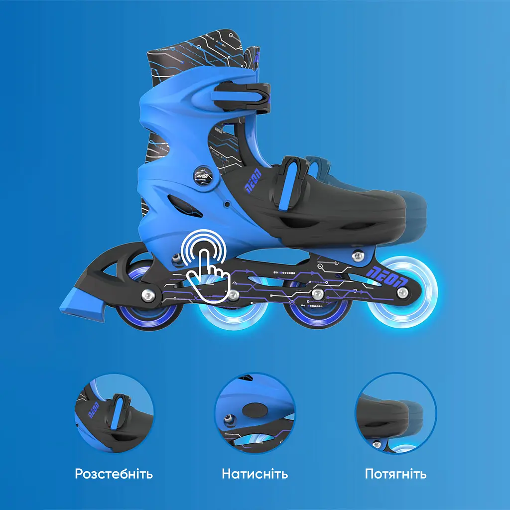 Роликові ковзани Neon Inline Skates розмір 34-37 сині (NT08B4) - фото 6