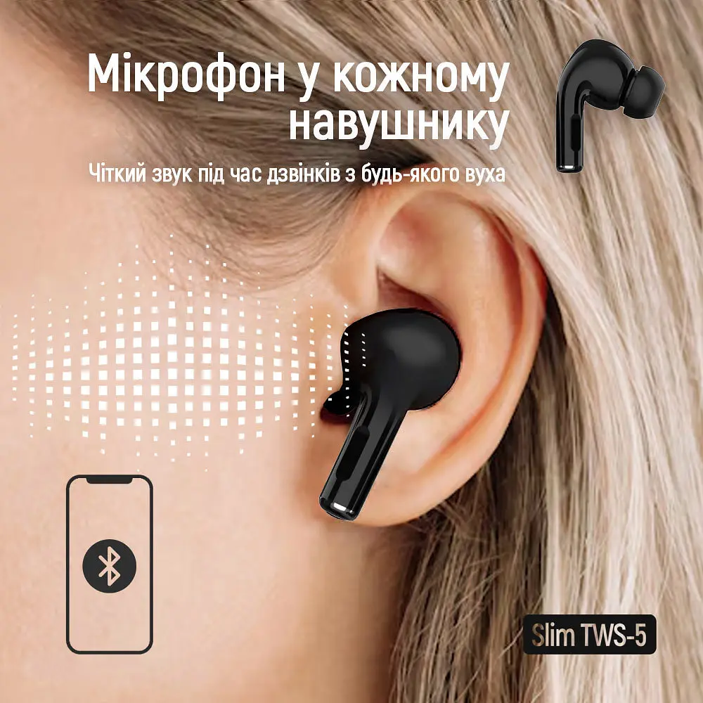 Bluetooth-гарнітура СolorWay Slim TWS-5 Earbuds Чорний (CW-TWS5BK) - фото 2