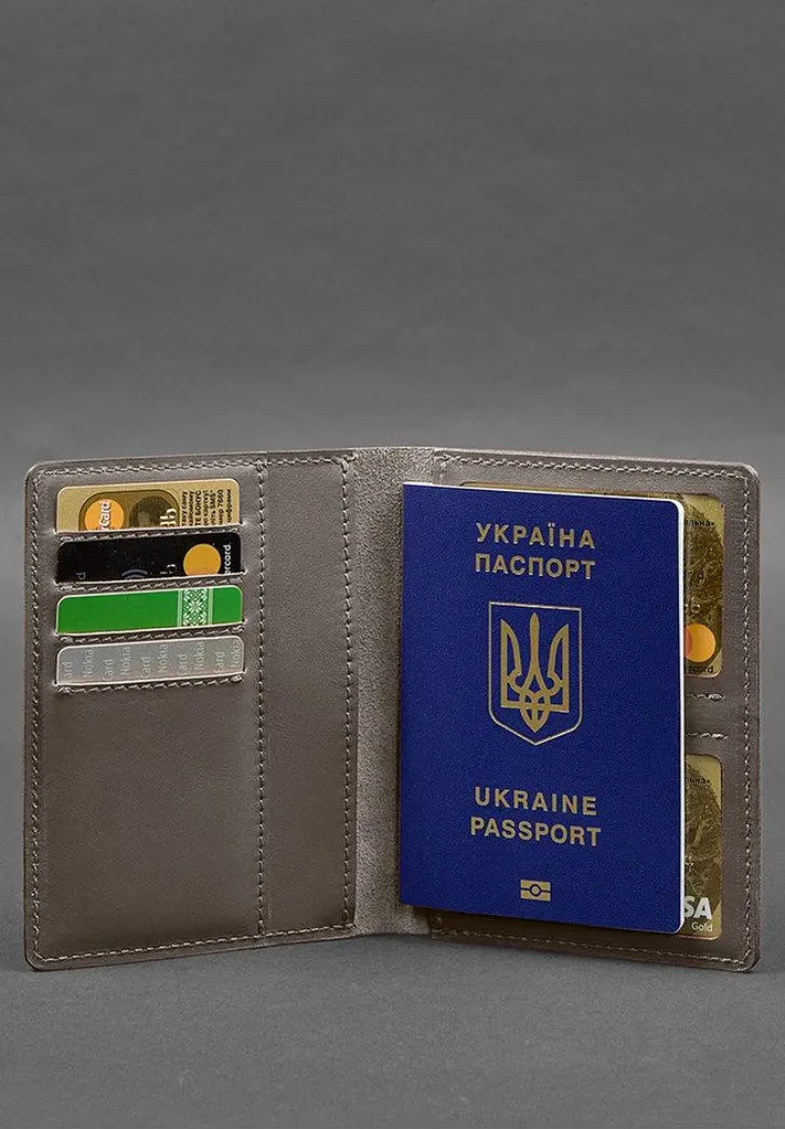 Шкіряна обкладинка-органайзер для документів 6.1 темно-бежевий краст - фото 6