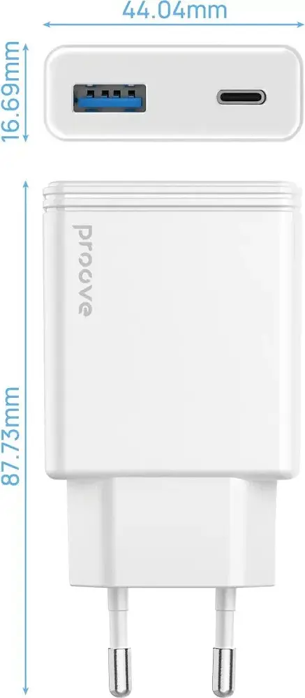 Мережевий зарядний пристрій Proove Slender Type-C + USB 45W white (WCSL45110002) - фото 3