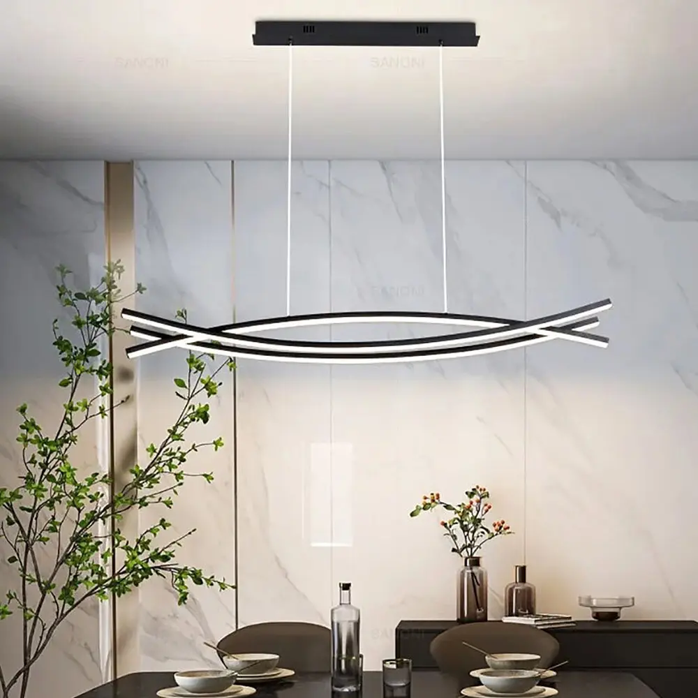 Люстра современная черная в двух размерах Line.F Длина 100 см - фото 11