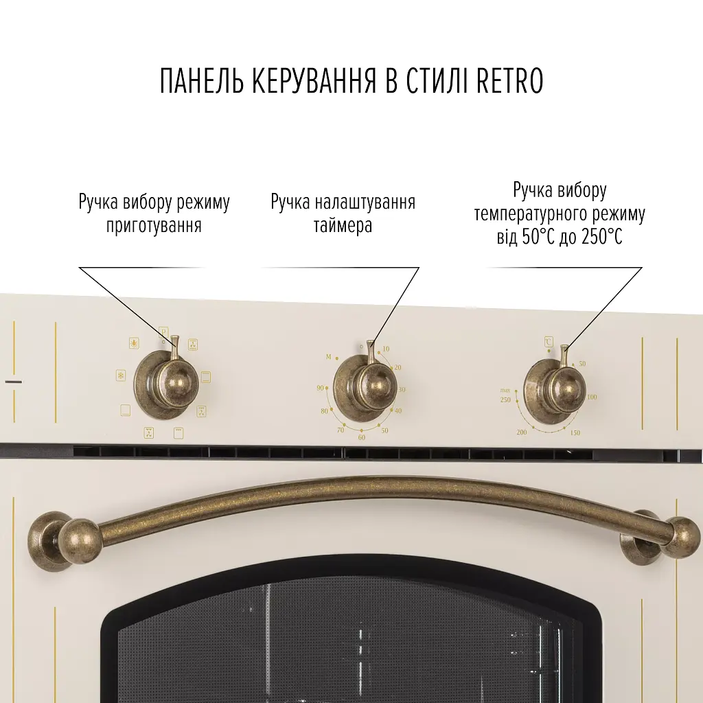 Духовой шкаф электрический Perfelli Retro 6M8L Beige - фото 4