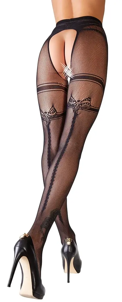 Колготки Cottelli Collection Crotchless Tights S/M чорний - фото 2