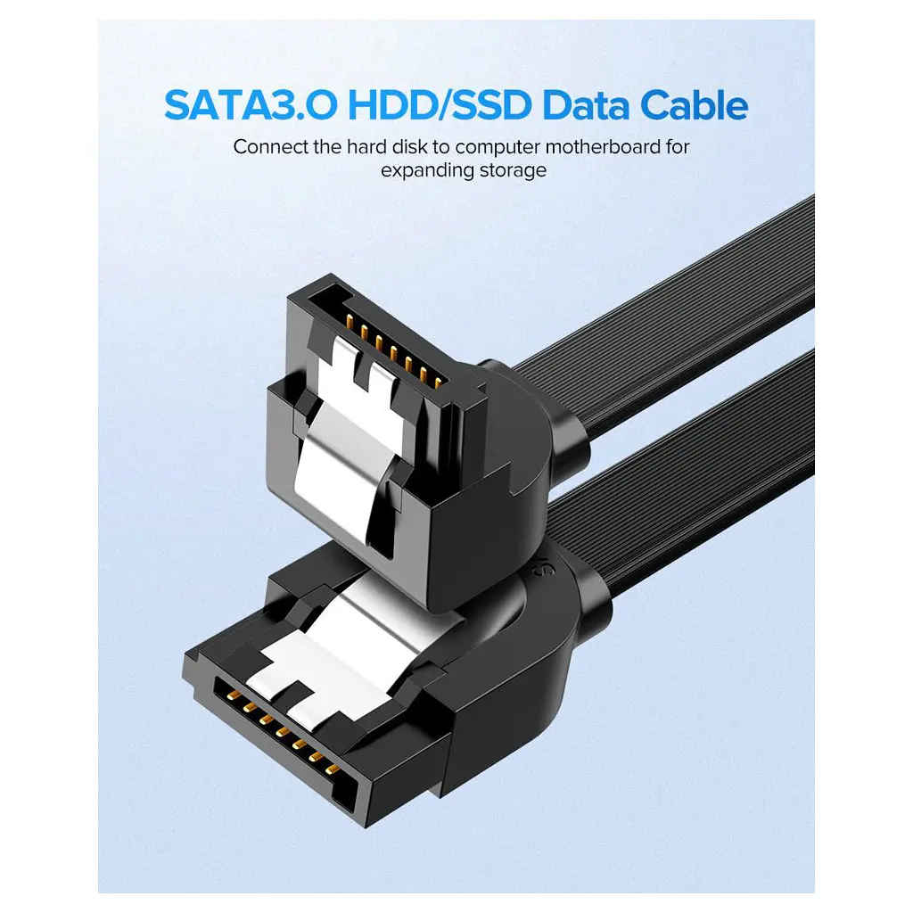 Кабель для передачі даних SATA 3 Data Cable 0.5m 90° corner US217 Black Ugreen (30797) - фото 2