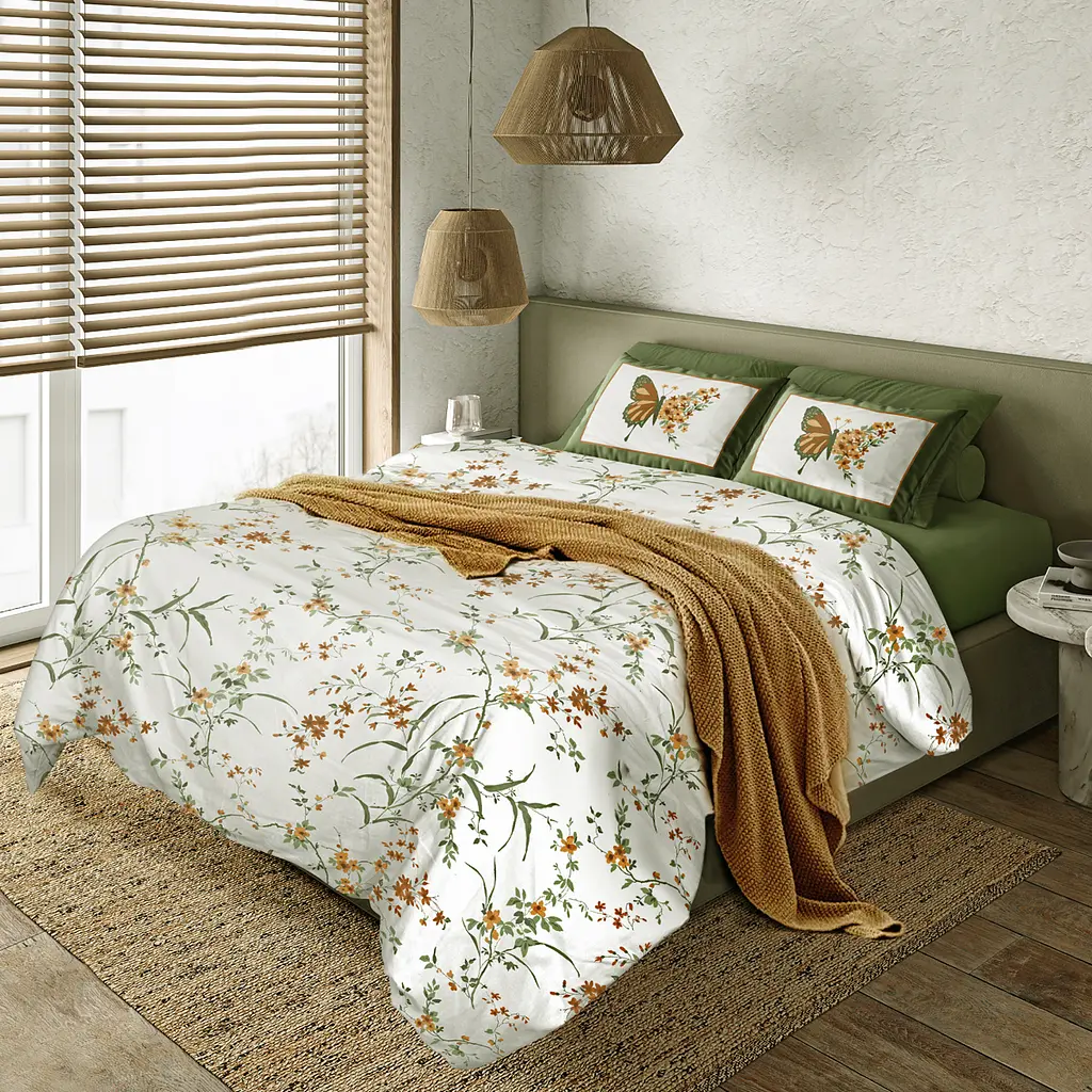 Простирадло МВМ My Home Квіткове поле 260x240 см зелене (BL-FS-04 GREEN)