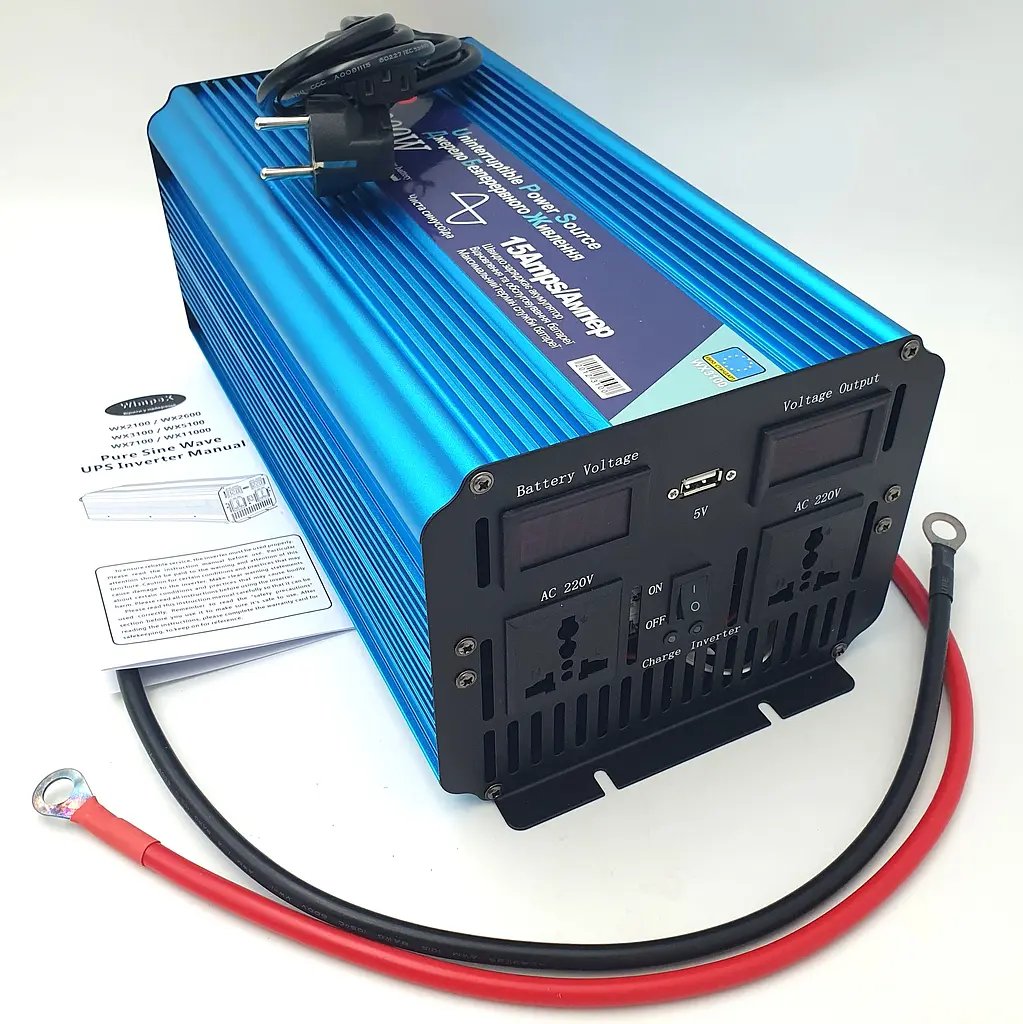 Автоінвертор 12 V-220 V 3000 W перетворювач напруги з чистою синусоїдою та функцією заряджання акумулятора UPS 15 A 12 V-220 V WimpeX WX-3100 - фото 6