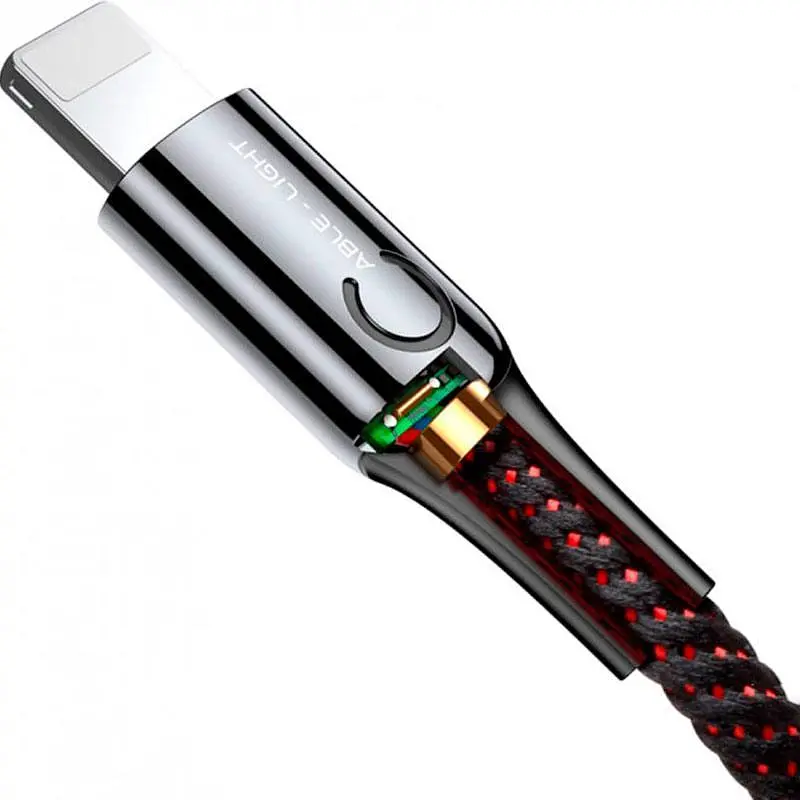 Кабель Baseus C-shaped Light Intelligent Power-off Cable USB to Lightning 2A 1m CALCD-01 Black - фото 4
