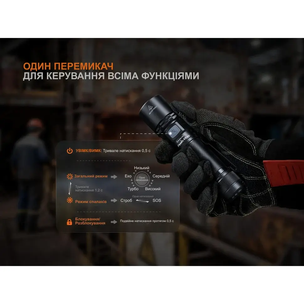 Ручний ліхтар Fenix C5 Pro 2000 лм, авіаційний алюміній, 137.4х34х25.4 мм, чорний - фото 10