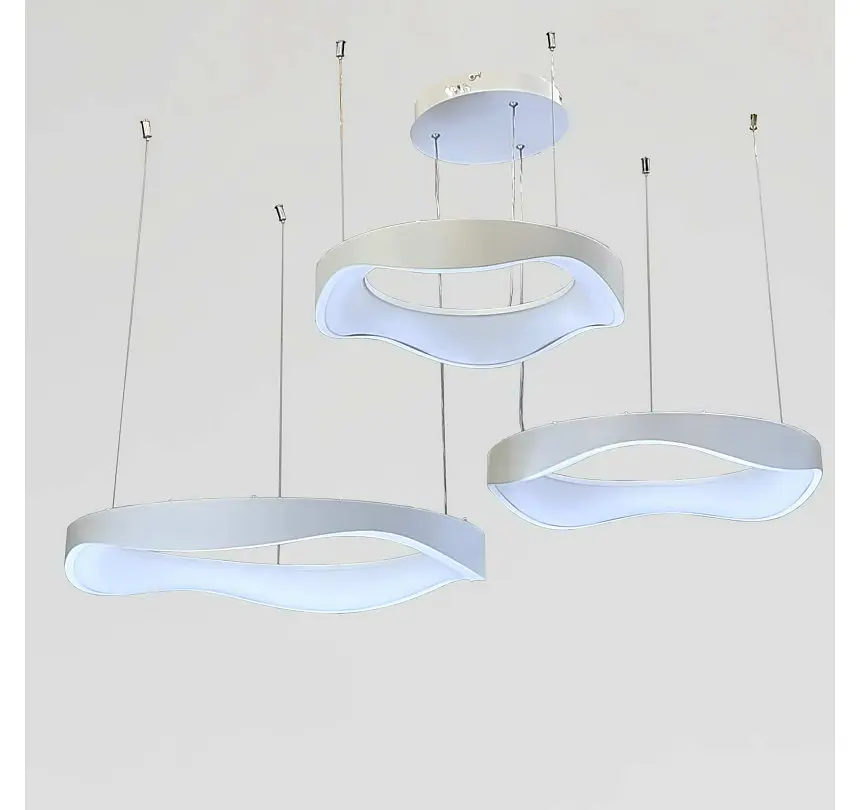 Світлодіодна люстра підвісна Artlight 2460/42+52+62WH з трьома хвилеподібними кільцями, 200W - фото 3