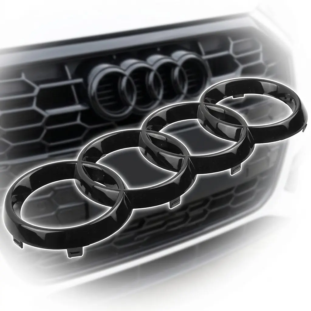 Емблема передня Audi Чорна Глянець 249х86 мм (на вусиках) (Завод) - фото 5