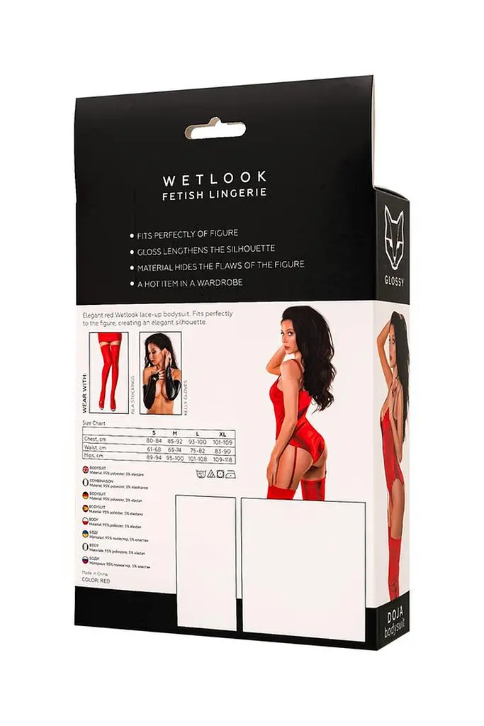 Боді Glossy Wetlook Doja M (червоний) - фото 8