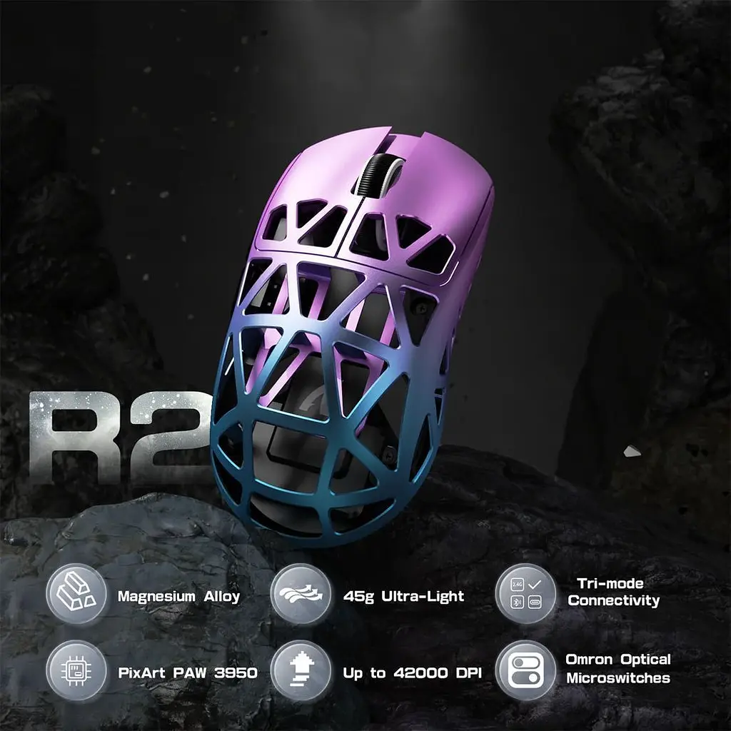 Мышь Attack Shark R2 Magnesium Alloy 8K Purple/Blue (AS-6972792470375-PB) [159850] - фото 2