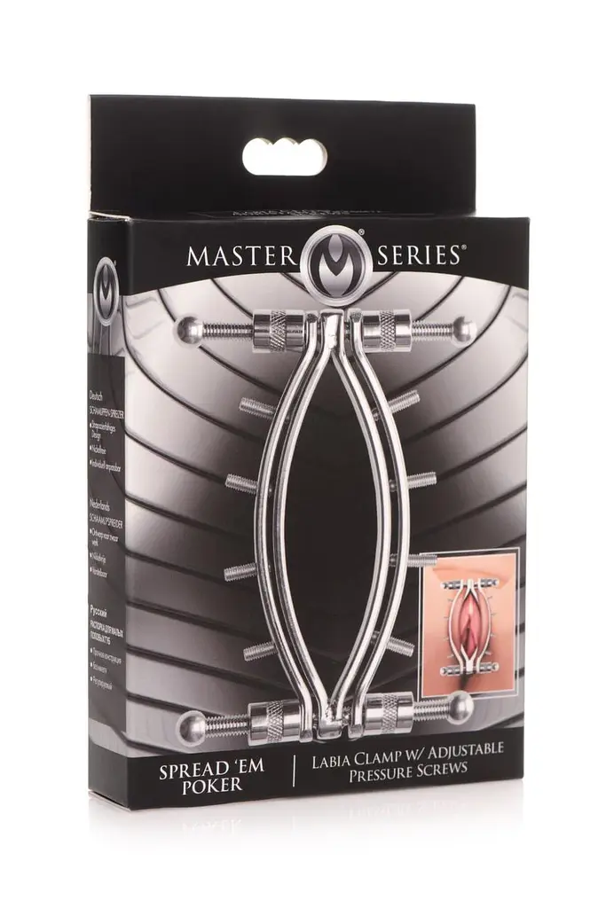 Затискач для статевих губ Master Series Spread'Em Poker Vagina Clamp with Adjustable Pressure Screws - фото 6