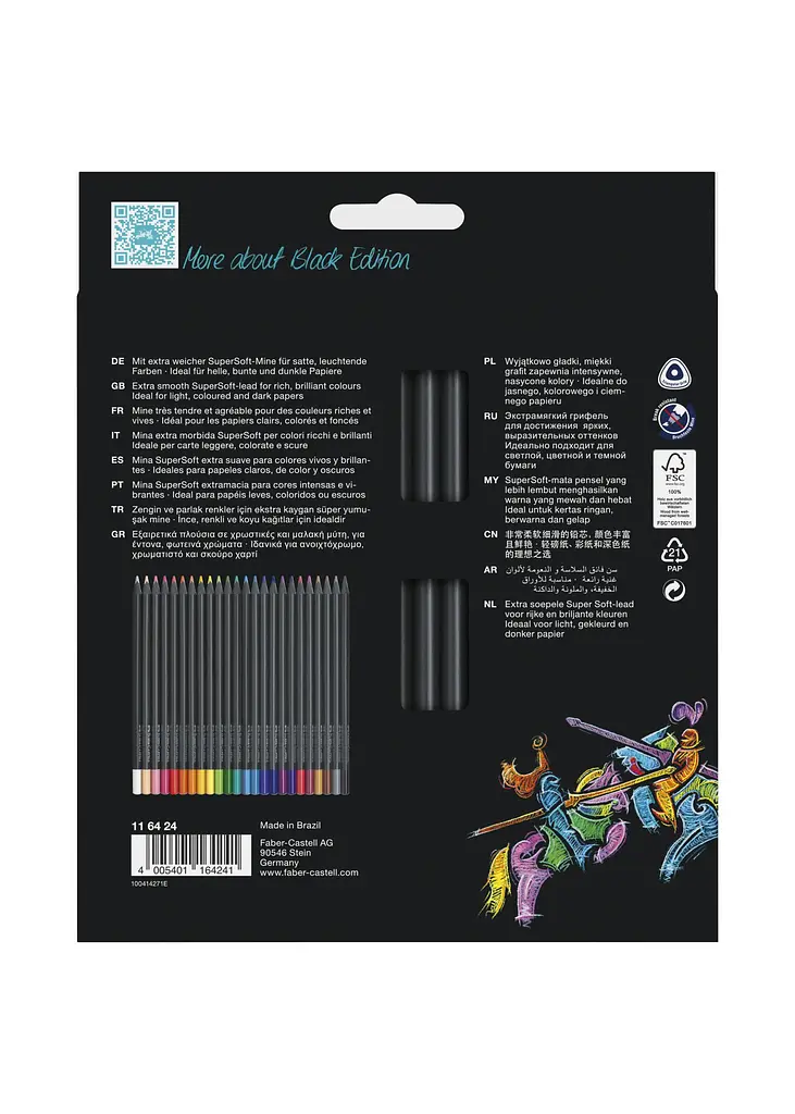 Набір олівців 24 кол. FABER CASTELL тригранні чорні (116424) - фото 2