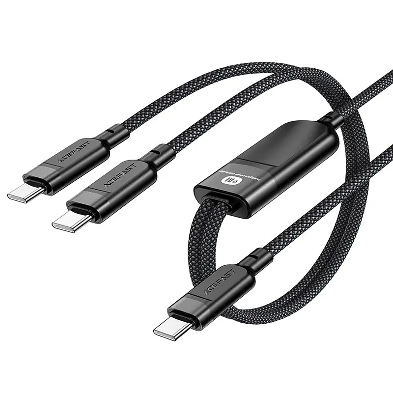 Кабель для передачі даних C5-11 USB-C to 2xUSB-C 100W (1.2 m) Black Acefast teh0030041