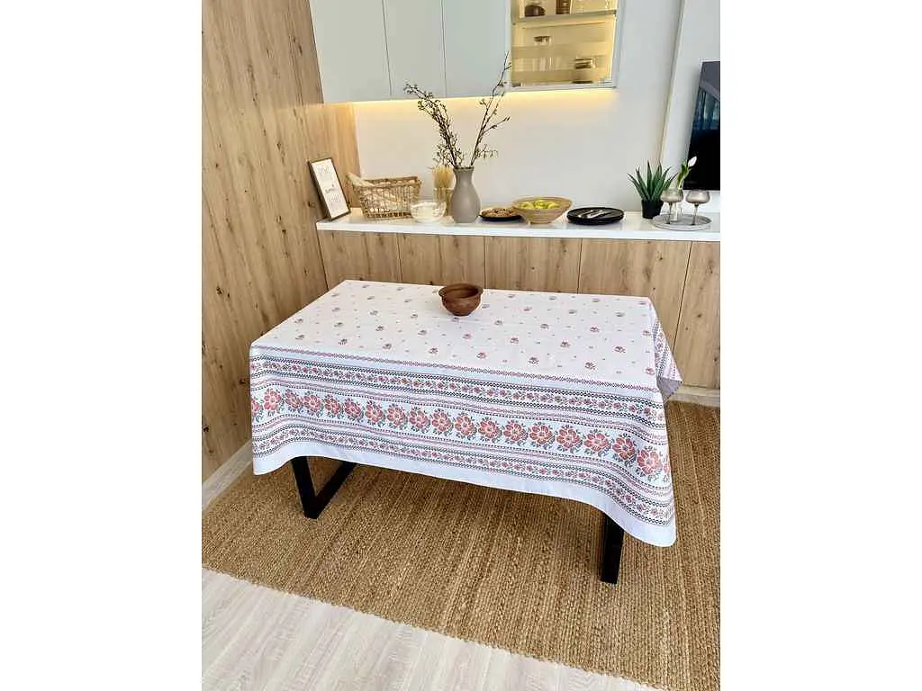 Скатертина ПЛАТКИ-ОПТ 110*150 бавовняна "Білий орнамент"