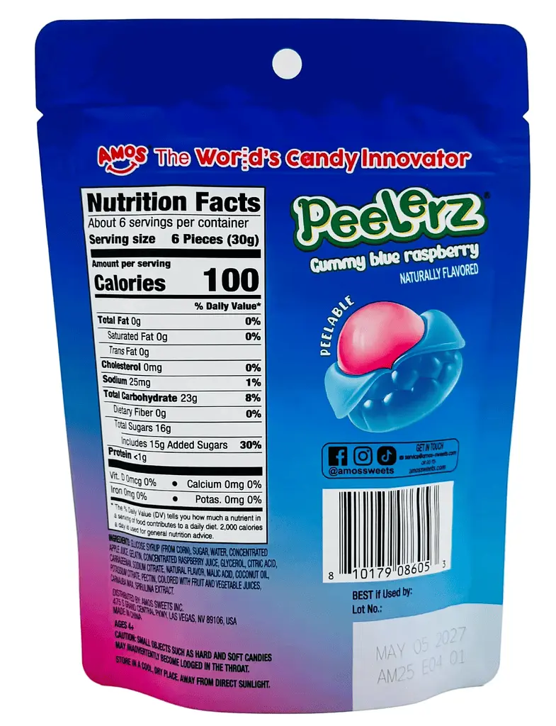 Жувальні цукерки Amos Peelerz Gummy Blue Raspberry 170г - фото 4