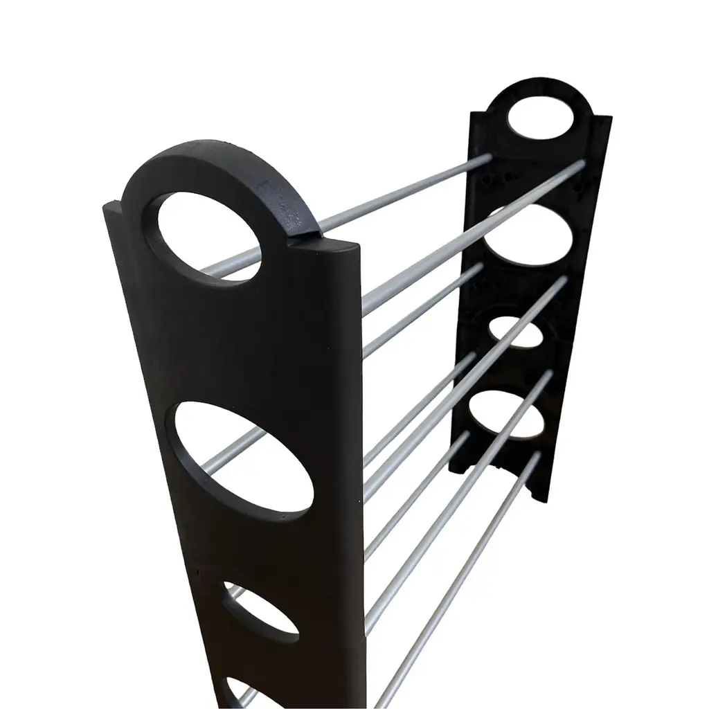 Полиця органайзер для взуття в передпокій Shoe Rack на 4 яруси, комбінація металу з пластиком, чорна (57198011) - фото 7