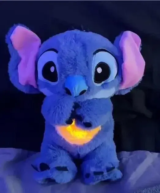 Іграшка м'яка плюшева інтерактивна Стіч Stitch що світиться та "дихає" з батарейками - нічник - подарунок дитині - фото 3