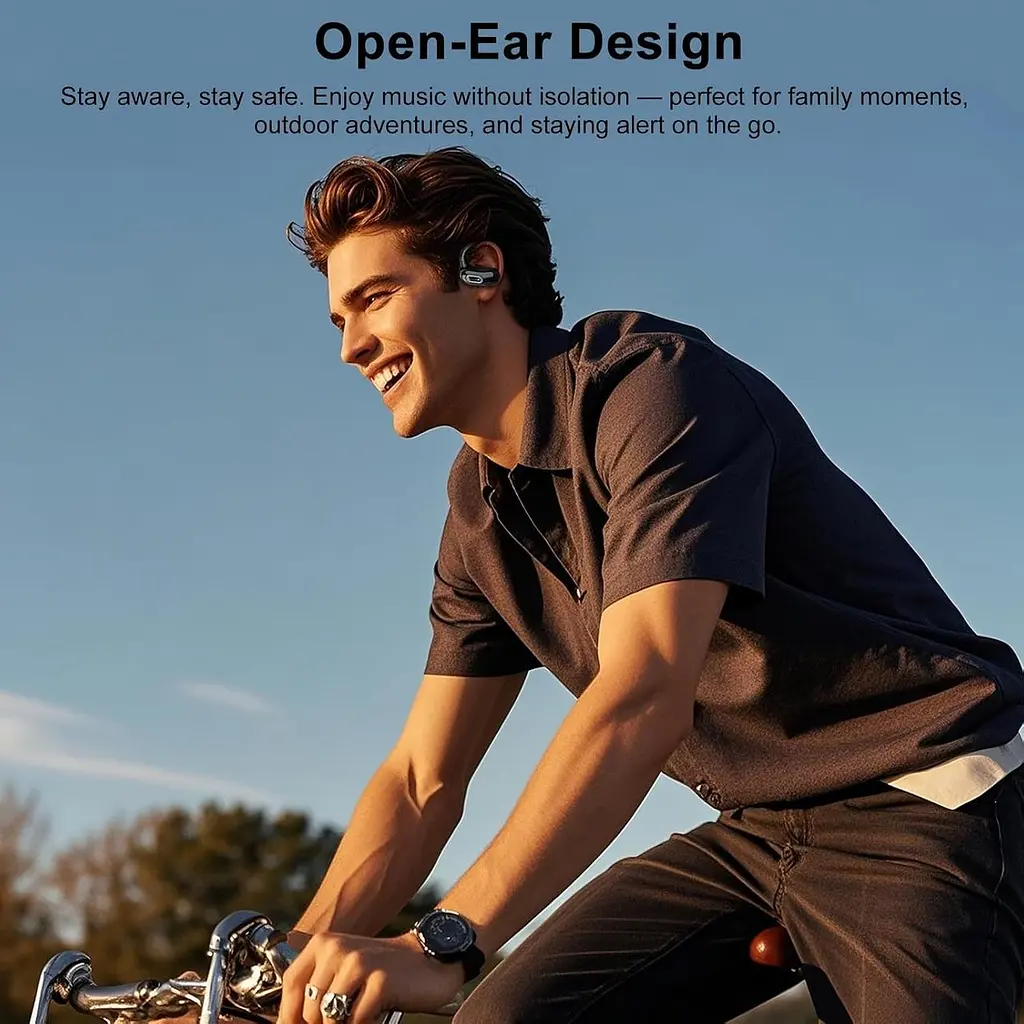 Наушники с открытым ухом, беспроводные наушники Bluetooth 5.4, 50H, наушники с воздушной проводимостью, HD стереобасовый наушник - фото 3